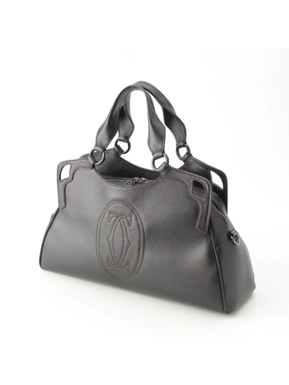 Cartier Marcello de Cartier Leather 2-Way Handbag Black